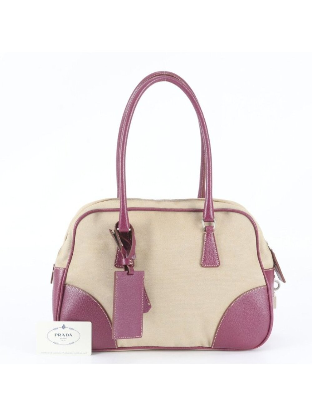 Prada Triangle Logo Leather Shoulder Bag